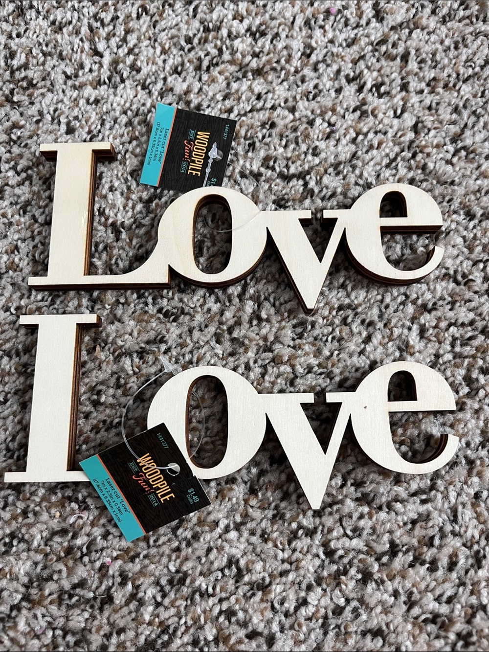 "Love" Wooden Wall Signs - Set of 2